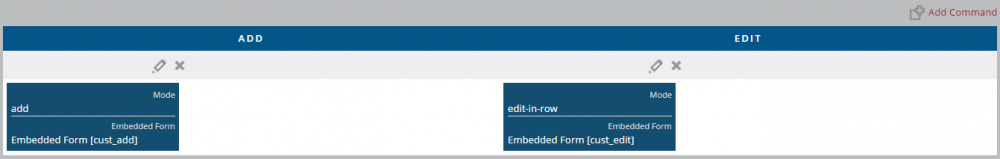 The block for building Commands on the Queries & Reports page.